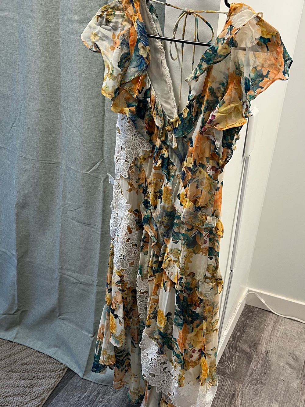 Anthropologie Floral Ruffle Asymmetrical Dress new with tags